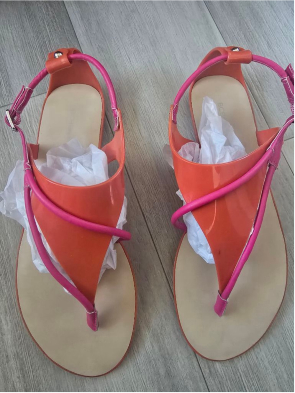 Women's BCBG Generation Orange Pink Jelly Sandals Size 9